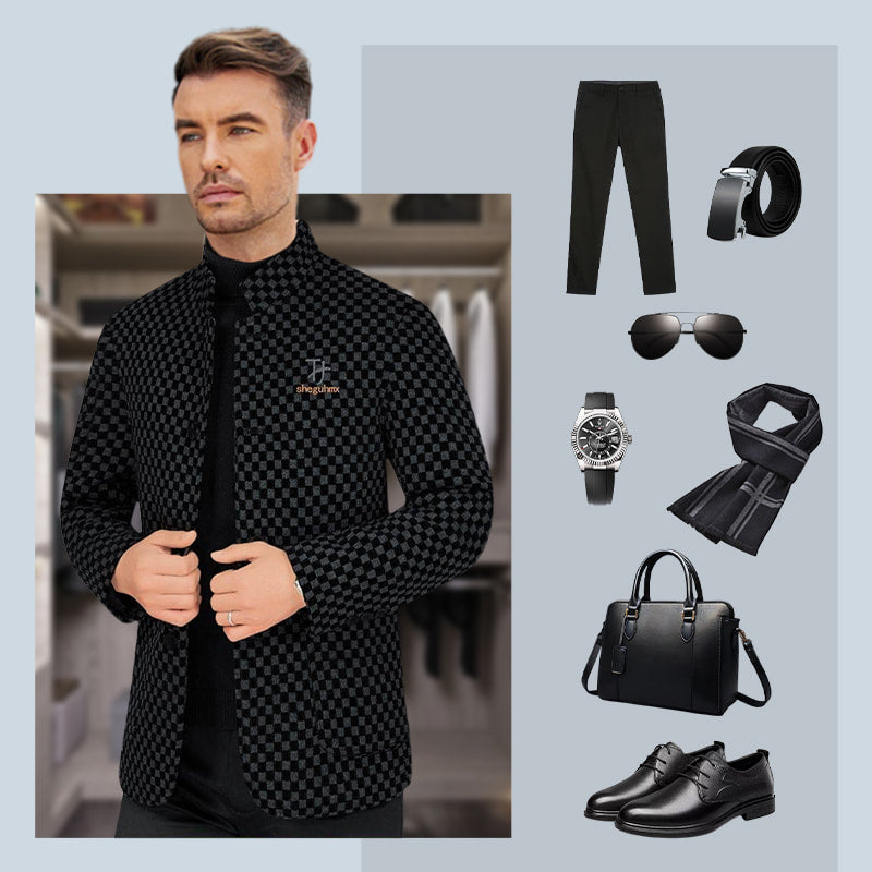 Trendy Checkered Warm Jacket with Pockets