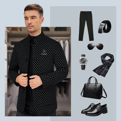 Trendy Checkered Warm Jacket with Pockets