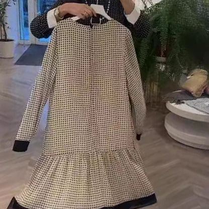 💖Women's Elegant Round-neck Long-sleeve Polka Dot Dress