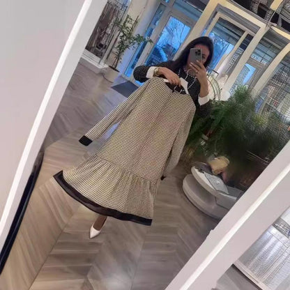 💖Women's Elegant Round-neck Long-sleeve Polka Dot Dress
