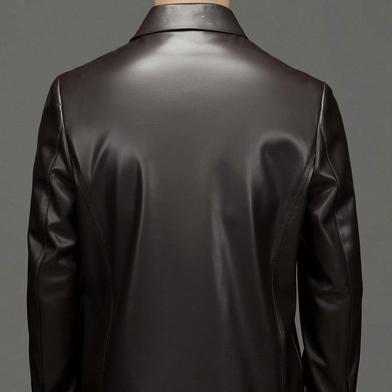 Classic PU Leather Jacket with Zipper Front