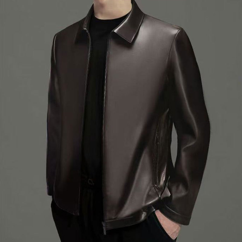 Classic PU Leather Jacket with Zipper Front