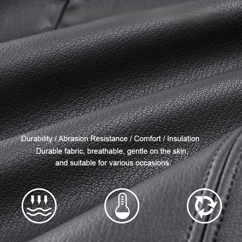 Classic PU Leather Jacket with Zipper Front