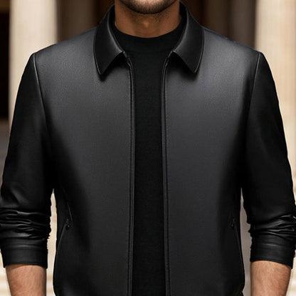 Classic PU Leather Jacket with Zipper Front
