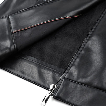 Classic PU Leather Jacket with Zipper Front