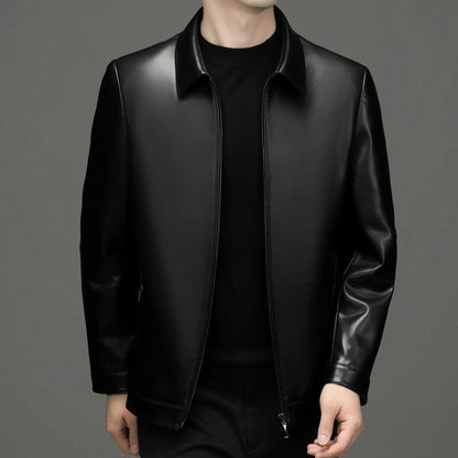 Classic PU Leather Jacket with Zipper Front