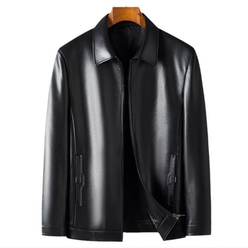 Classic PU Leather Jacket with Zipper Front