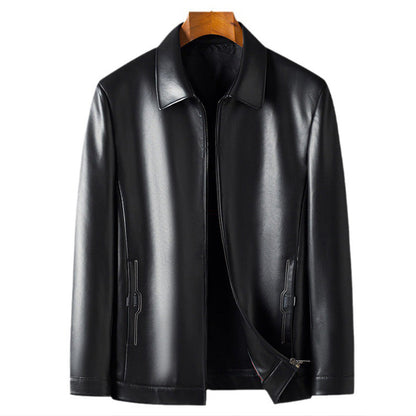 Classic PU Leather Jacket with Zipper Front