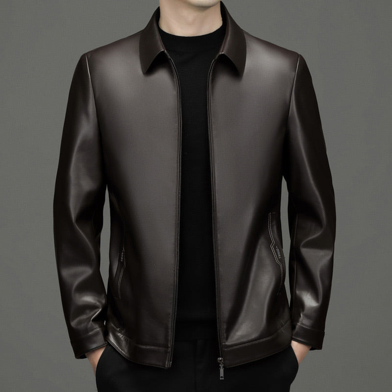 Classic PU Leather Jacket with Zipper Front