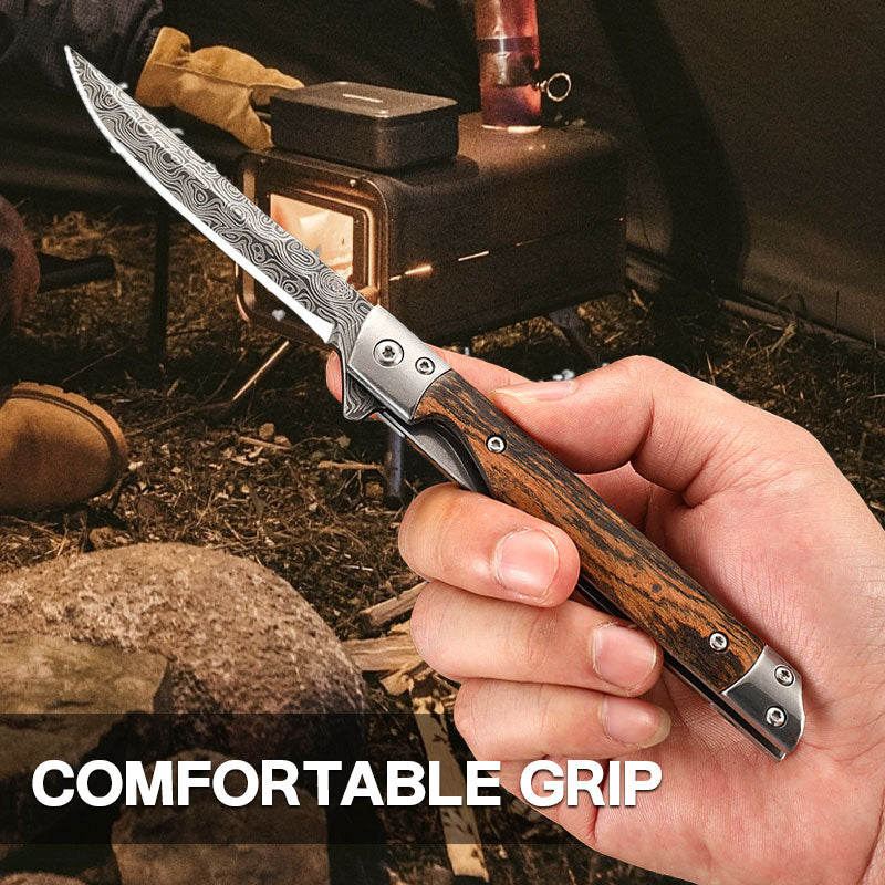 🔥Big Sale 50% OFF🔥🗡️Folding knife with wooden handle for work. hiking & camping⛺