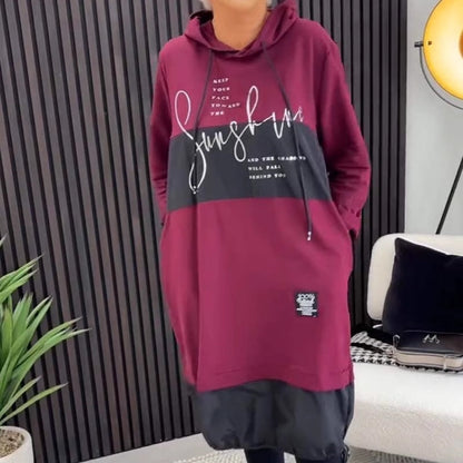 🎅Christmas Sale 50% OFF💖Women's Printed Casual Hoodie Dress with Pockets