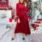 Women's Luxurious Long-Sleeve Dress with Ruffle Hem