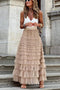 Layered maxi tulle dress with elastic waist
