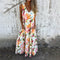 Women's Leaves Pattern V-Neck Sleeveless Floor-Length Dress
