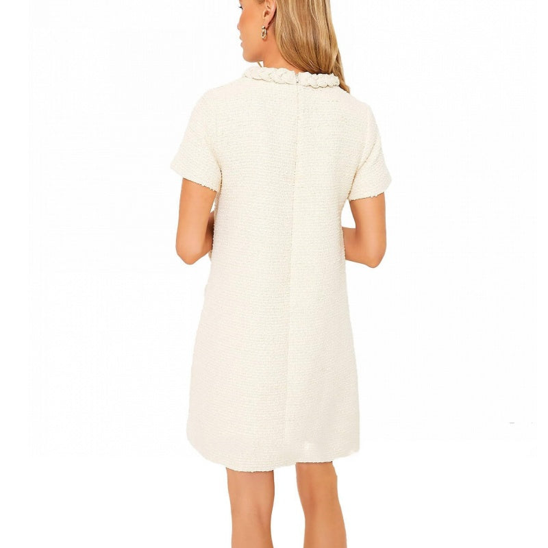 Women's Elegant Short Sleeve Tweed Dress