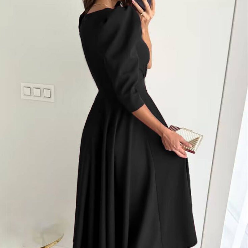 🌸Spring Specials💐 Women's V-Neck Pleated Waist-slimming Midi Dress - Flattering & Versatile for Every Spring Occasion