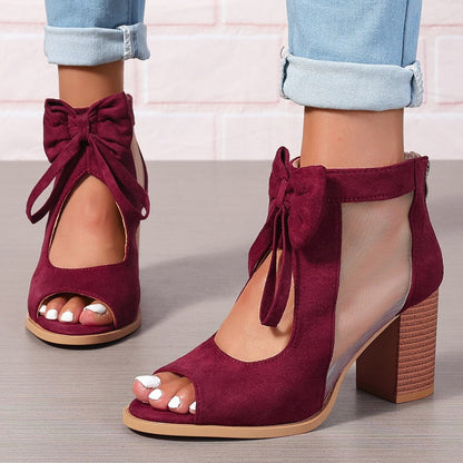 🌸Women's Bow Open-Toe Chunky Heel Sandals💐