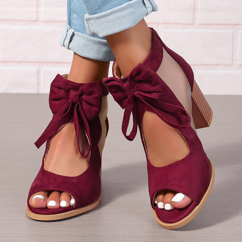 🌸Women's Bow Open-Toe Chunky Heel Sandals💐