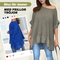 Löst plisserade off shoulder-blusar för kvinnor