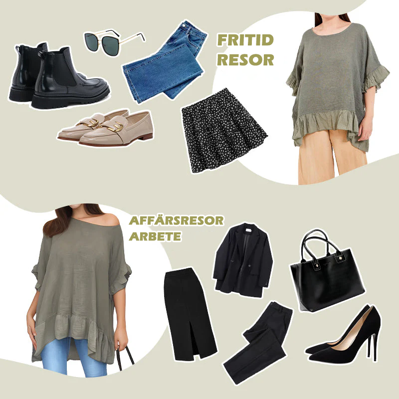 Löst plisserade off shoulder-blusar för kvinnor