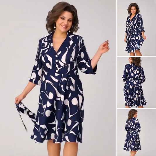Elegant Versatile Glamorous Lapel Print Dress