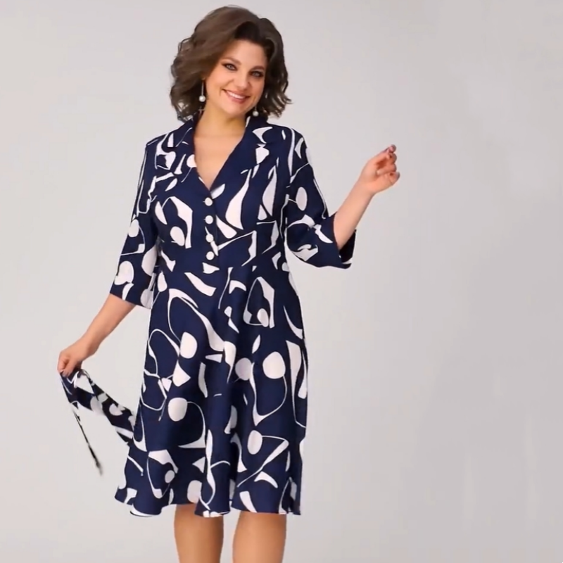 Elegant Versatile Glamorous Lapel Print Dress