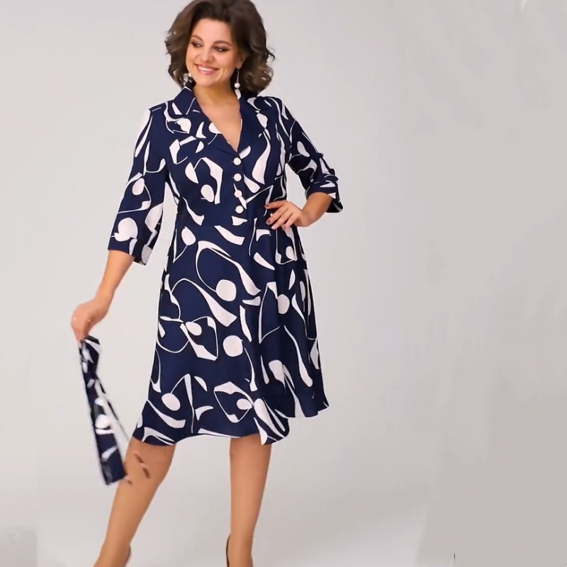 Elegant Versatile Glamorous Lapel Print Dress
