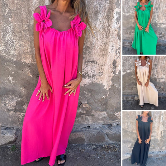 Women's Elegant Floral Strap Maxi Dress