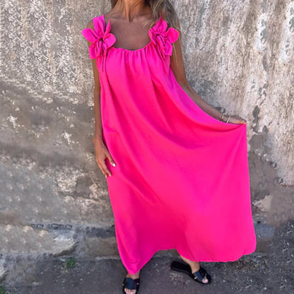 Women's Elegant Floral Strap Maxi Dress