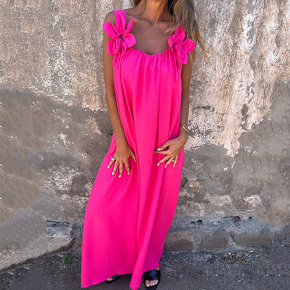 Women's Elegant Floral Strap Maxi Dress