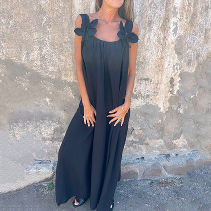 Women's Elegant Floral Strap Maxi Dress