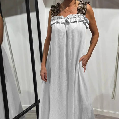 Women's Casual Sleeveless Maxi Dress with Pockets