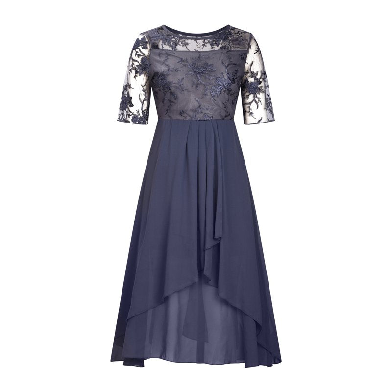 Elegant Embroidery Cocktail Flowy Dress