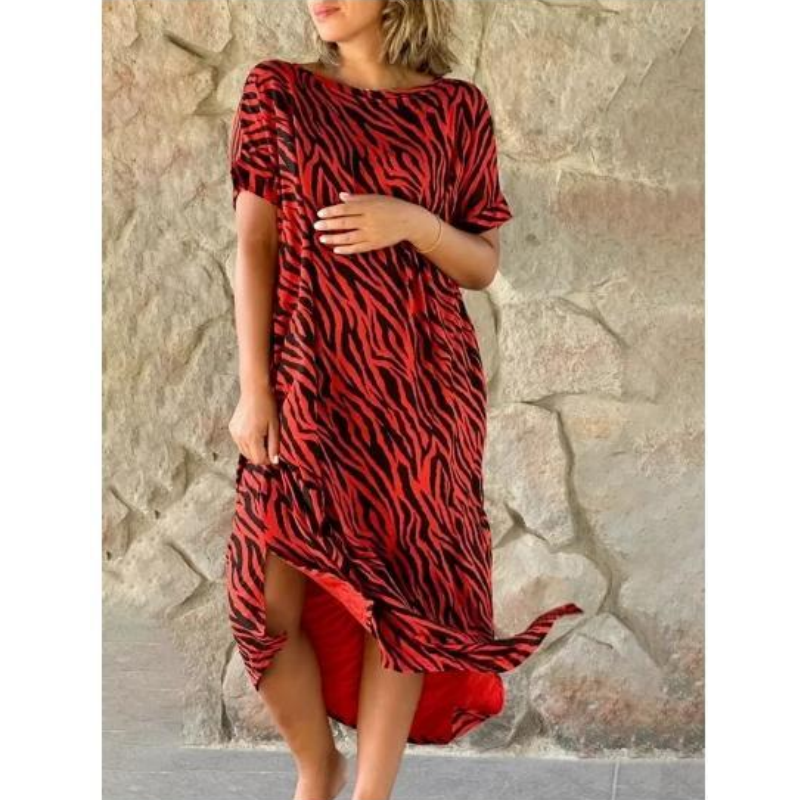 Oversized T-Shirt Midi Dress with Animal Print