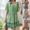 🔥BUY 2 GET 10% OFF👗Women's Flower Print V Neck Short Sleeve Mini Dress