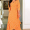 💕Limited Time 50% Off💕Women's Trendy Orange Printed Dress with 3/4 Sleeves