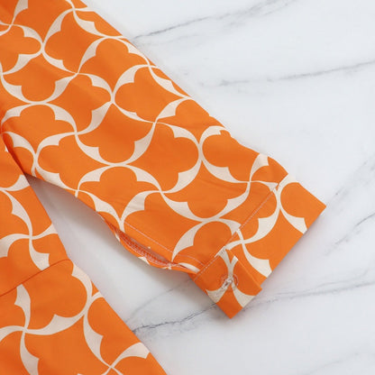 💕Limited Time 50% Off💕Women's Trendy Orange Printed Dress with 3/4 Sleeves