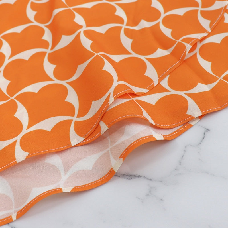 💕Limited Time 50% Off💕Women's Trendy Orange Printed Dress with 3/4 Sleeves
