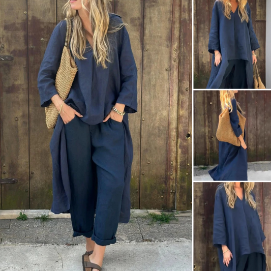 🌞👚Women's Summer Loose Pocket V-Neck 2-Piece Set🌸 Light and Comfortable. Stylish and Casual. A Summer Must-Have!