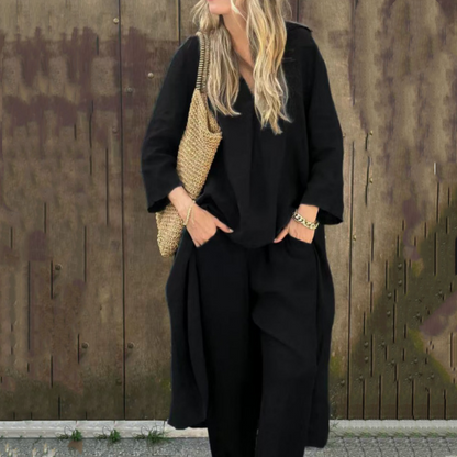 🌞👚Women's Summer Loose Pocket V-Neck 2-Piece Set🌸 Light and Comfortable. Stylish and Casual. A Summer Must-Have!