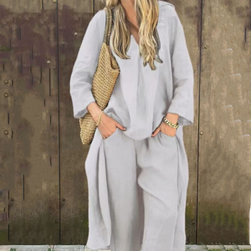 🌞👚Women's Summer Loose Pocket V-Neck 2-Piece Set🌸 Light and Comfortable. Stylish and Casual. A Summer Must-Have!