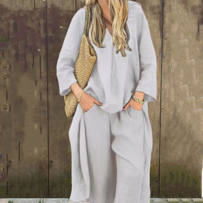 🌞👚Women's Summer Loose Pocket V-Neck 2-Piece Set🌸 Light and Comfortable. Stylish and Casual. A Summer Must-Have!