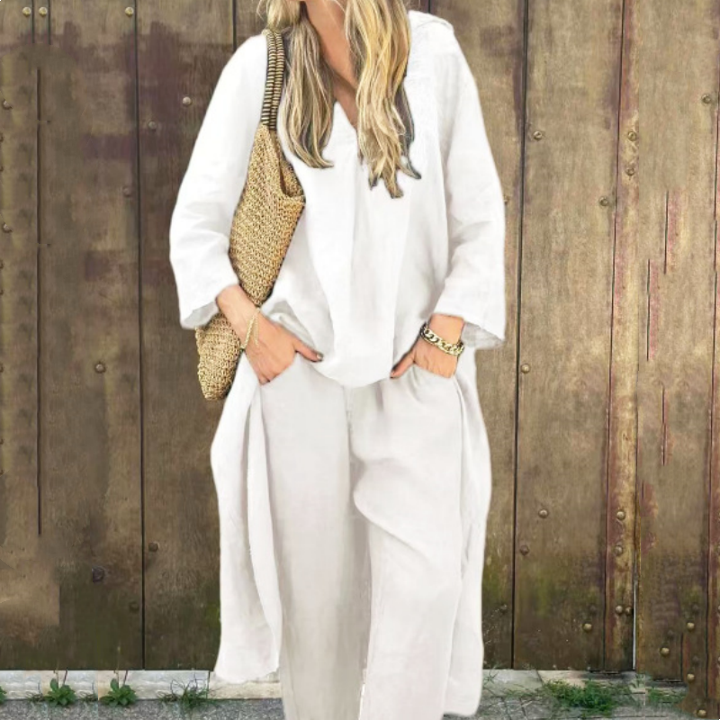 🌞👚Women's Summer Loose Pocket V-Neck 2-Piece Set🌸 Light and Comfortable. Stylish and Casual. A Summer Must-Have!