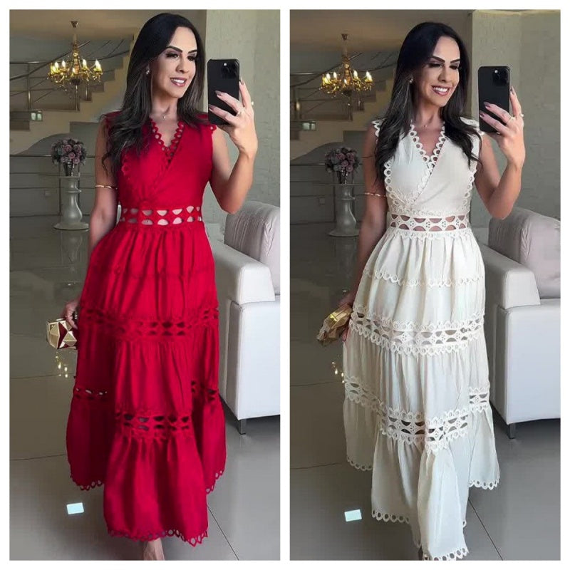 V-Neck Sleeveless Dress with Cut-Out