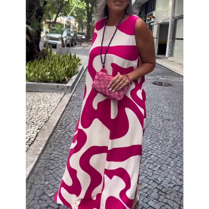 🔥Round Neck Printed Sleeveless Casual Fashion Dresses