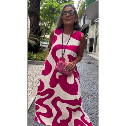 🔥Round Neck Printed Sleeveless Casual Fashion Dresses