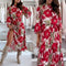 Women's Floral Print Pleated Dress with Slit