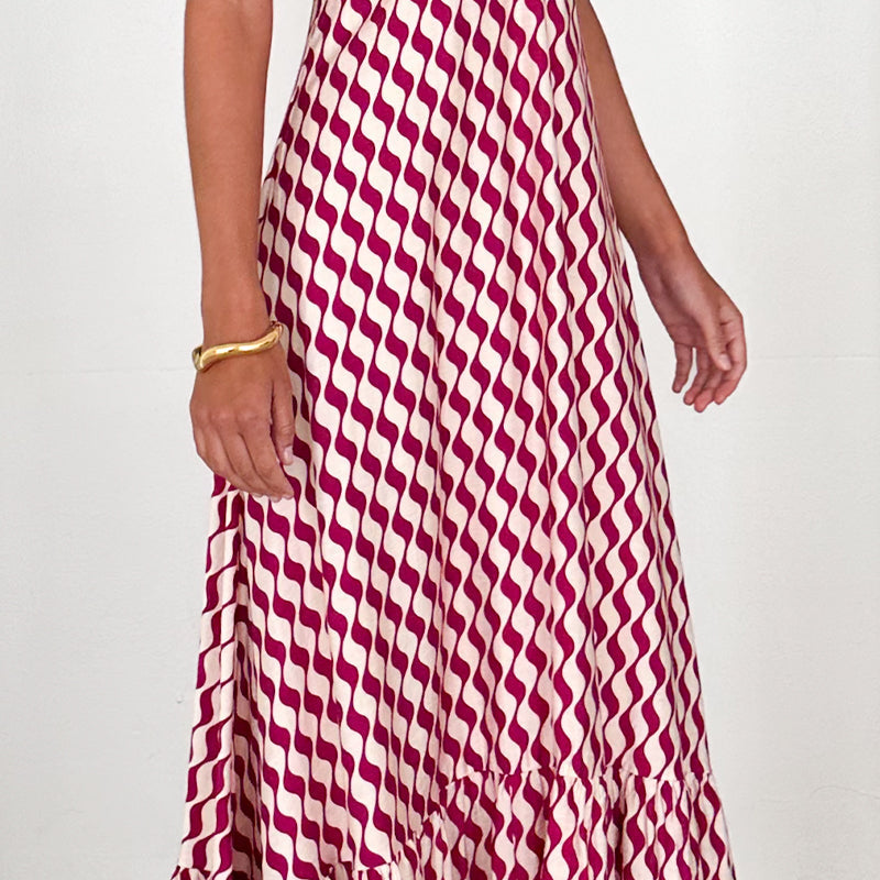 Women's Casual V-Neck Sleeveless Printed Dress