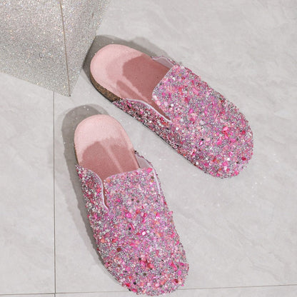 💕Limited Sale 50% OFF💕Women's Comfortable Casual Sequin Cork Slippers