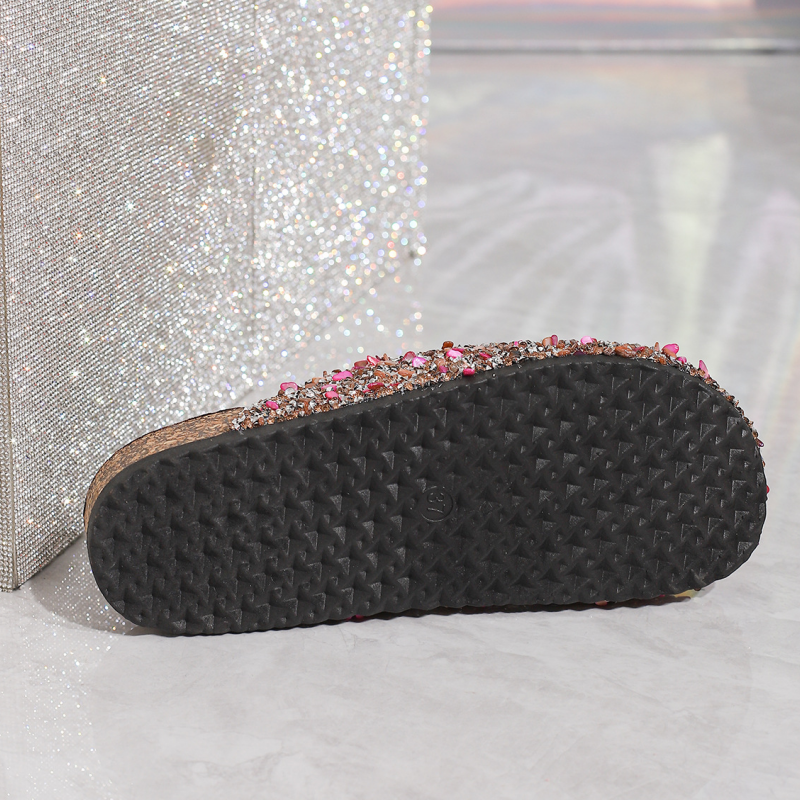 💕Limited Sale 50% OFF💕Women's Comfortable Casual Sequin Cork Slippers